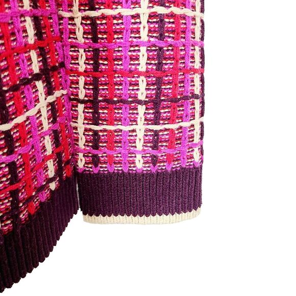 Ann Taylor Tweed Sweater Jacket LP Pink Red Woven Knit Button-Front‎ Tunic - Picture 7 of 13